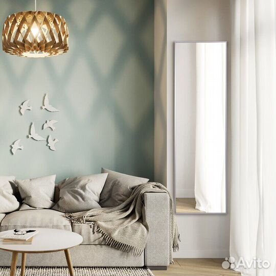 Зеркало для ванной в серебряной раме 40*140см