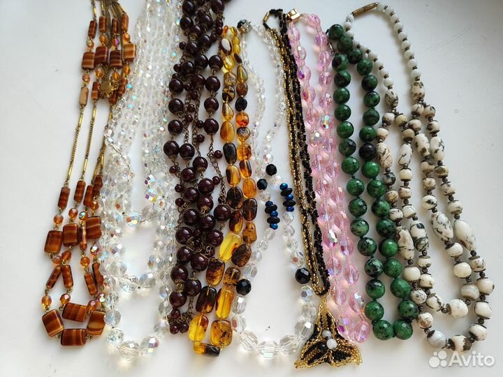 Бусы колье советских времен стекло, камень