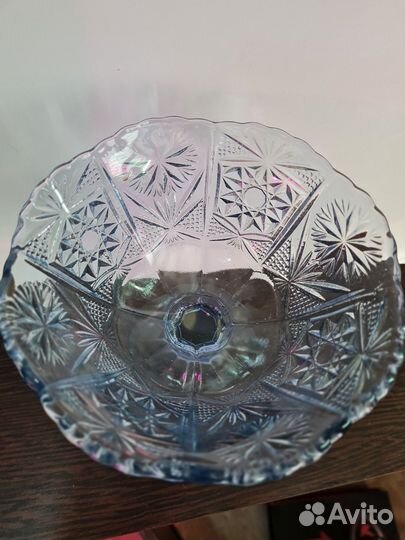 Ваза, конфетница, синее стекло СССР