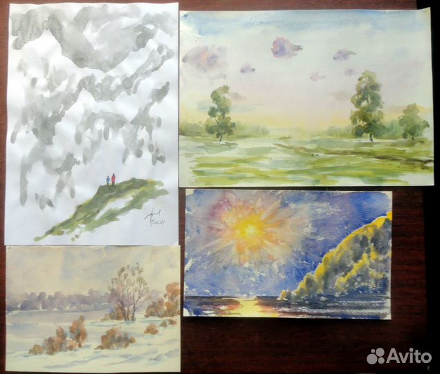 Пейзажи акварели