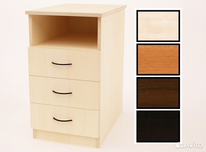 Тумба приставная с нишей и 3-мя ящиками Береза