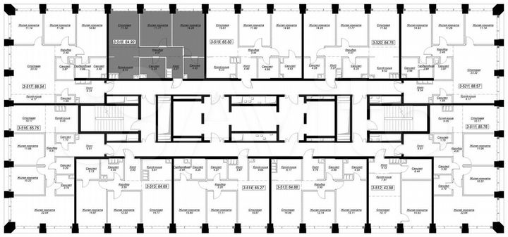 2-к. квартира, 64,8 м², 42/55 эт.
