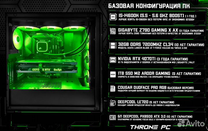 Игровой пк 14600K/ RTX 4070Ti/ 32Gb DDR5 7200 MHz