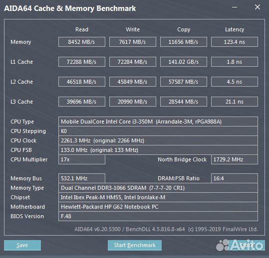 Процессор Intel i3-350M G1 PGA988 BGA1288
