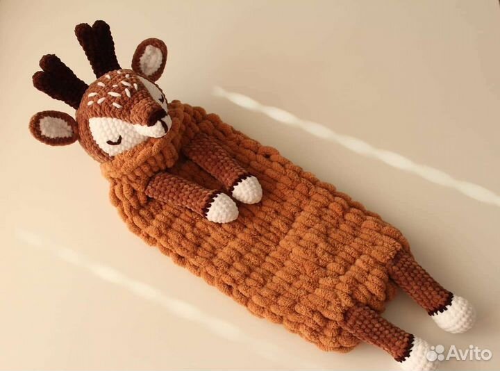 Вязаная пижамница Оленёнок, игрушка ручной работы