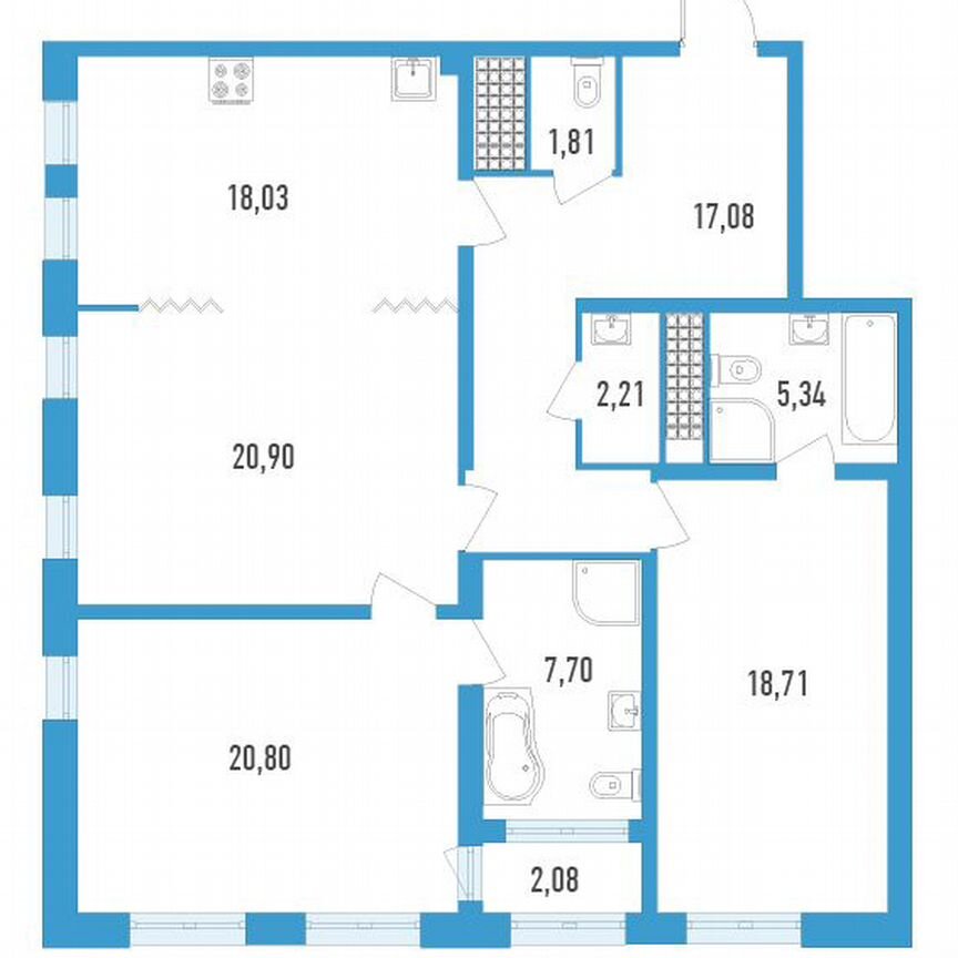 3-к. квартира, 113 м², 18/23 эт.