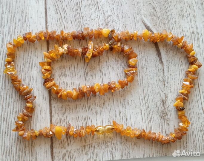 Набор бусы и браслет из янтаря