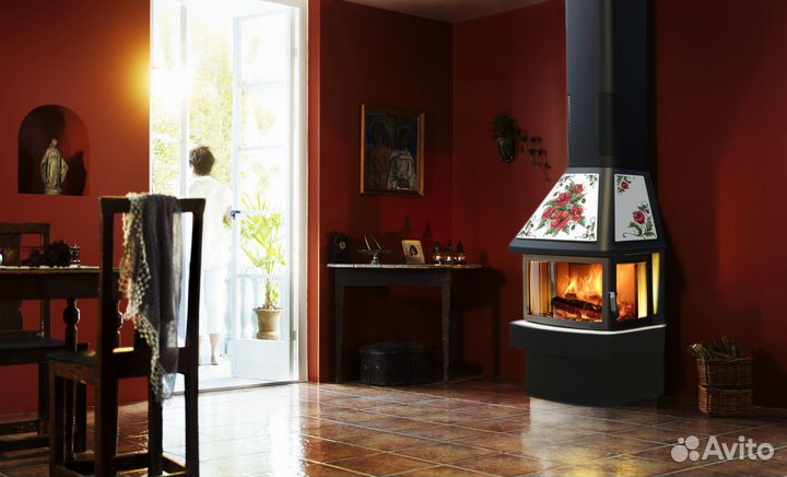Печь камин на дровах для дачи Сконе купить фото