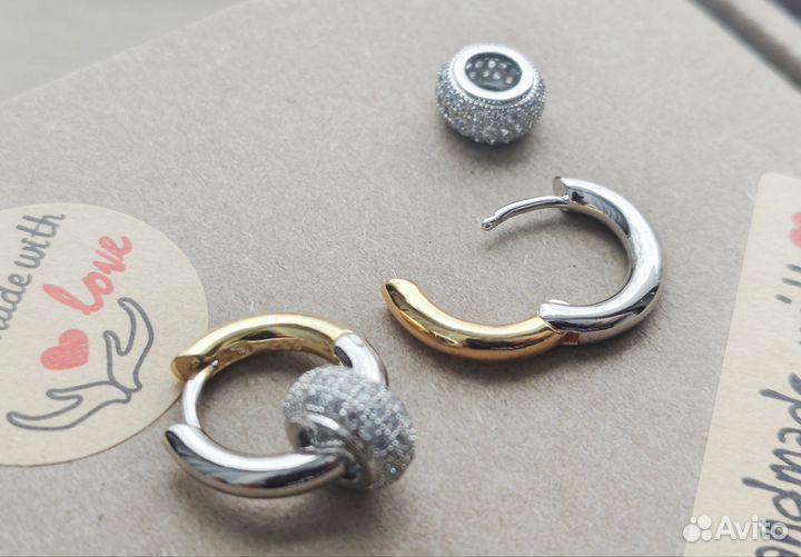 Биколорные серьги-конго