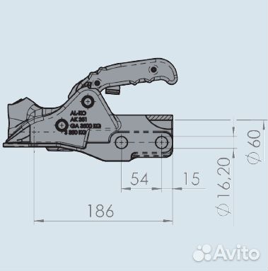 Замковое устройство прицепа d60 3500/350 кг ак 3