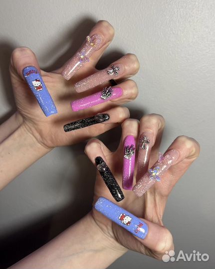 Маникюр крейзи сегодня педикюр ногти y2k фигурки