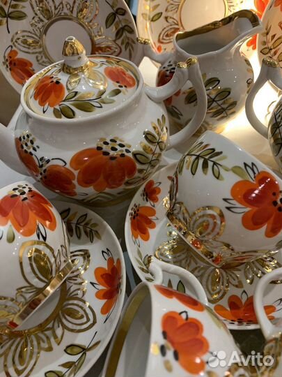 Сервиз чайный Вербилки Маки Руч. Роспись