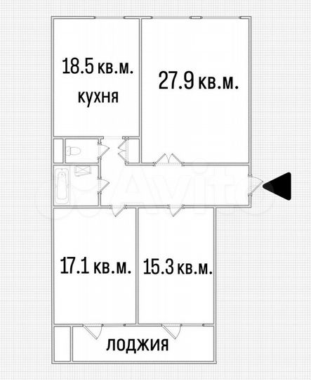 3-к. квартира, 100 м², 5/6 эт.