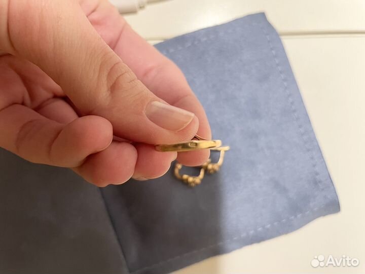 Золотые серьги и кольцо, 585, с изумрудом