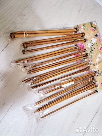 Набор прямых спиц, бамбук