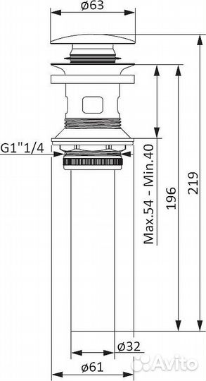 Донный клапан Damixa Option 210610000 click-clack, хром