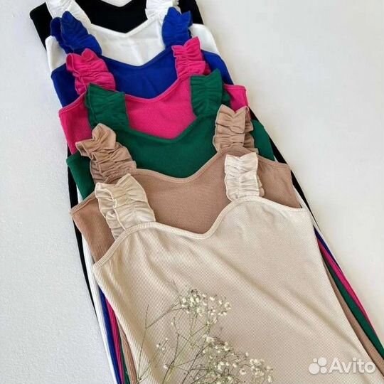 Майка топик с рюшами женская