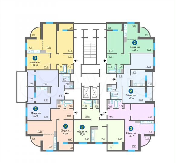 2-к. квартира, 65 м², 4/19 эт.