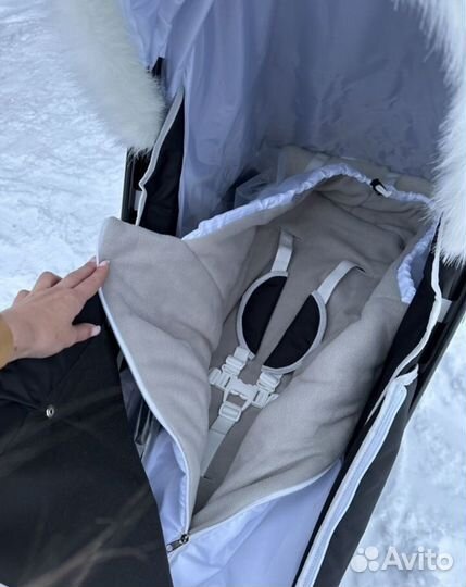 Санки коляска с конвертом черные Арктик