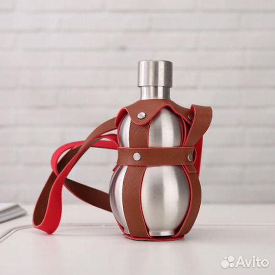 Бутыль-нерж 0,5 л горлянка (в коже)