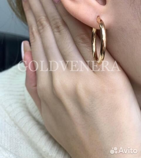 Золотые серьги конго 25 мм 585 проба