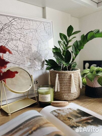 Корзина плетёная, кашпо из джута