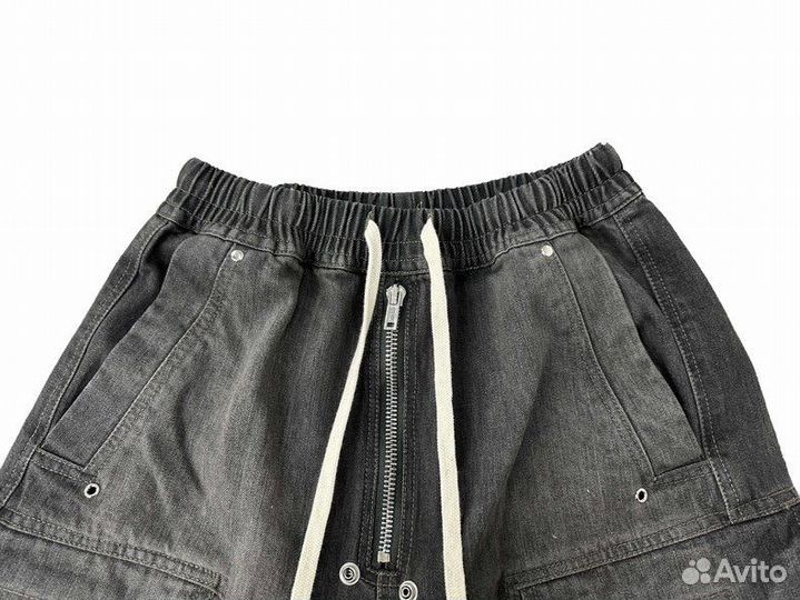 Rick Owens Drkshdw Raw-Cut Denim Cargo Shorts