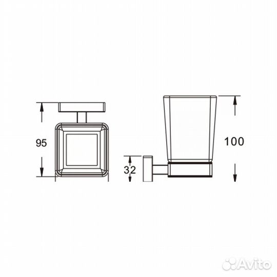 Стакан для зубных щёток с держателем из нержавеющей стали Vieir V5005-F