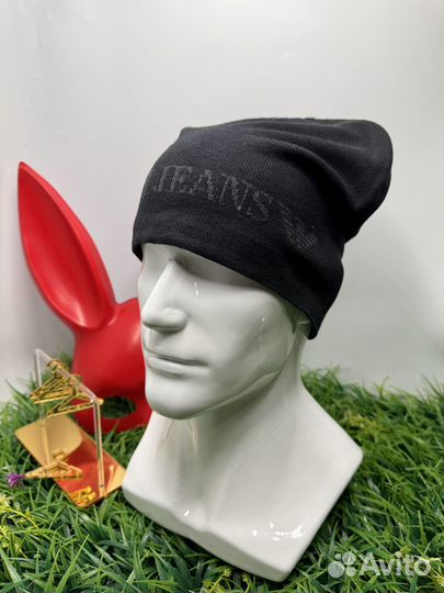 Лёгкая премиум шапка Armani Jeans колпак черный
