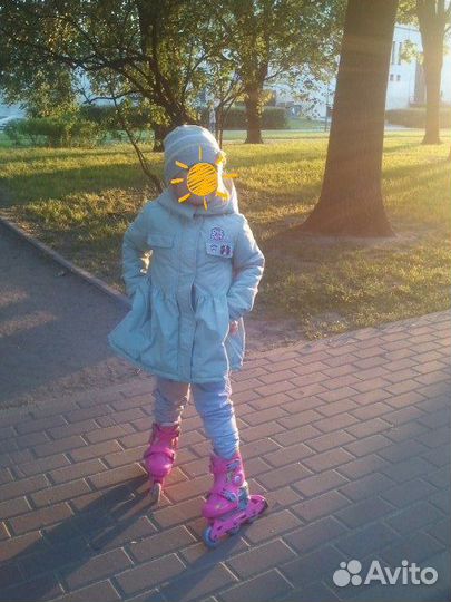 Розовые коньки и ролики 2 в 1, раздвижные 31-34