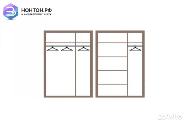 Шкаф Лючия 3-дверный с широкими полками кейптаун