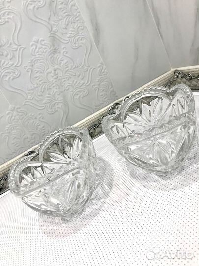 Хрустальные вазочки ладьи