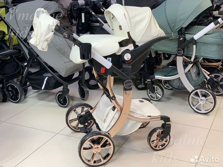 Детская коляска 3 в 1 экокожа