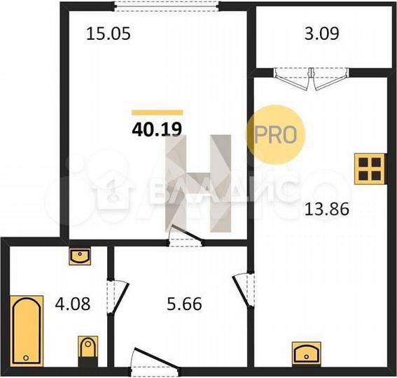 1-к. квартира, 40,2 м², 1/9 эт.