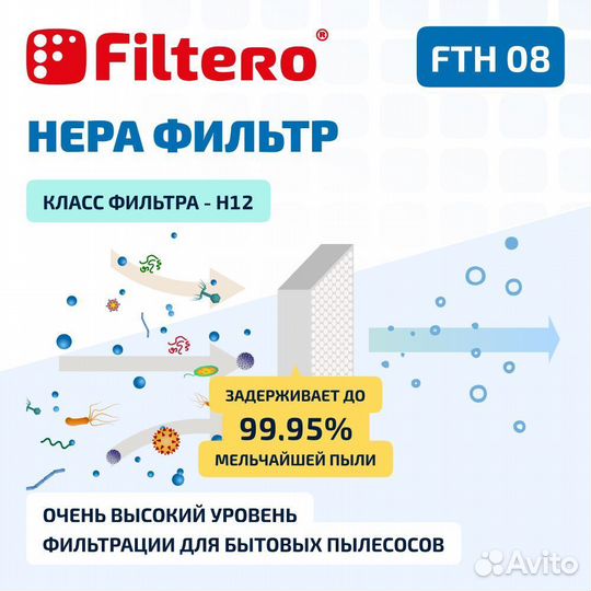 Hepa фильтр Filtero FTH 08 для пылесосов Samsung SC88., SC8832, SC8835, SC8836