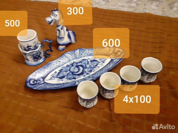 Гжель посуда и фигурки