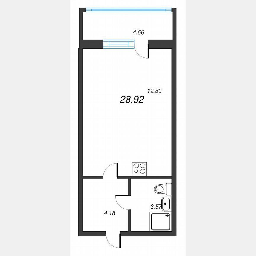 Квартира-студия, 32,1 м², 1/22 эт.