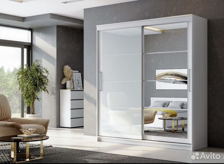 Шкаф купе Белый шкп-3 160 см и 200 см