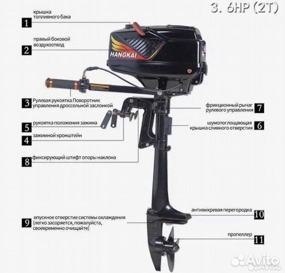 Лодочный мотор Hangkai 3,6 Новый Гарантия
