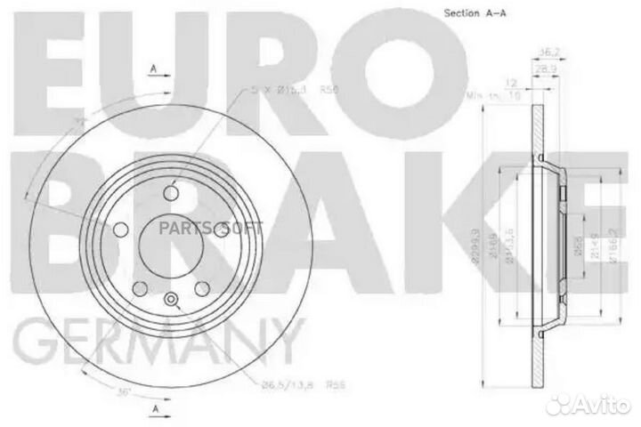Eurobrake 58152047129 Диск тормозной задн. 300x12
