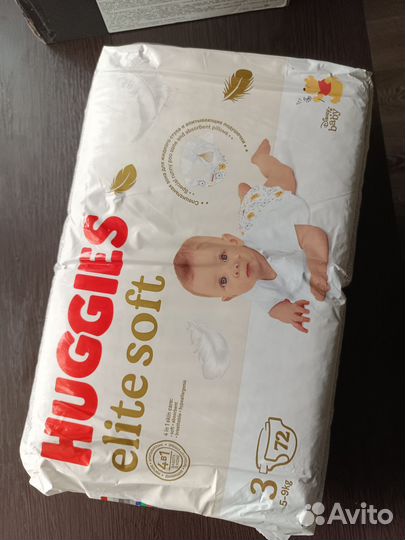Подгузники Huggies Elite Soft 3, 5-9 кг, 72 шт