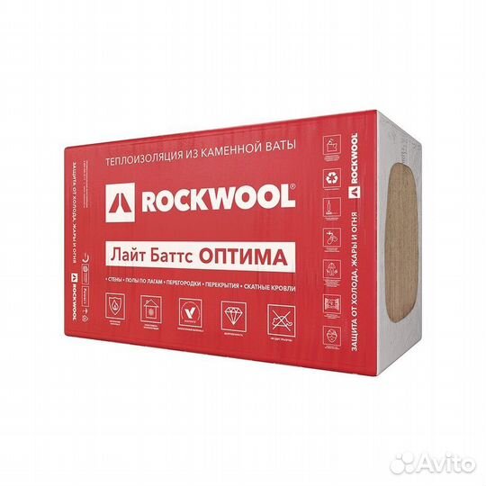 Rockwool Лайт Баттс Оптима 100х600х1000 мм 3 кв.м