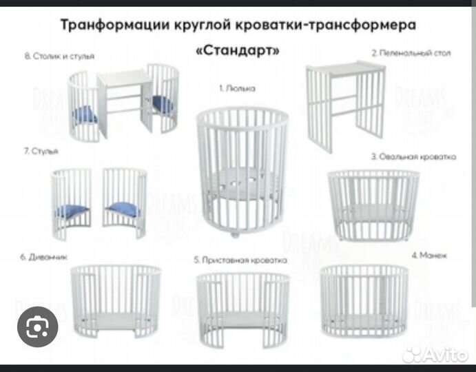 Детская кроватка трансформер круглая