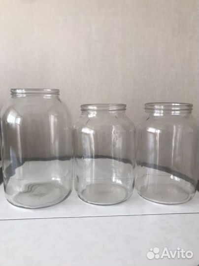 Банка стеклянная 2 и 3 л. с широким горлом