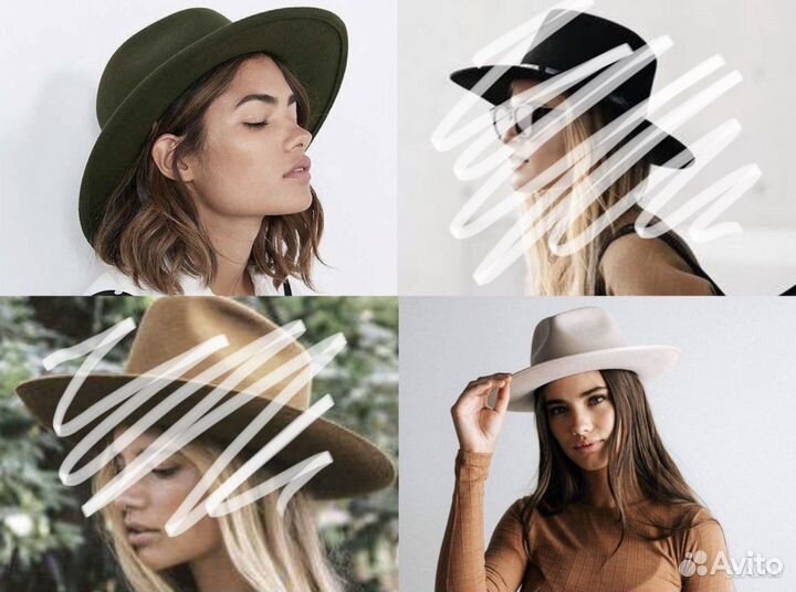 Шляпа фетровая федора серая зеленая хаки болтоная