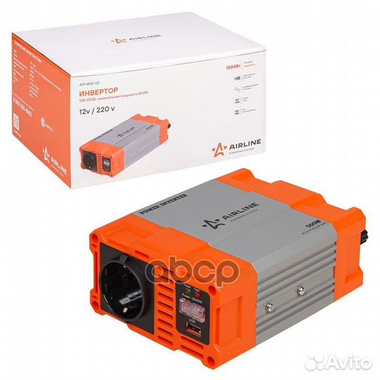 Инвертор 12В-220В 500 Вт (API-400-03) api-400