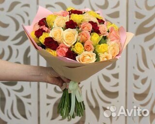 Букет из 45 роз микс 50-60 см (Россия)