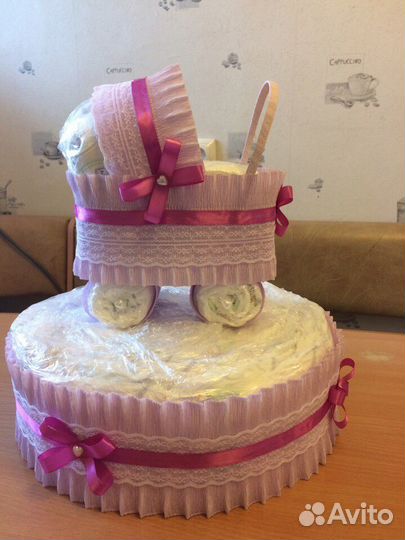 Торт с коляской из памперсов