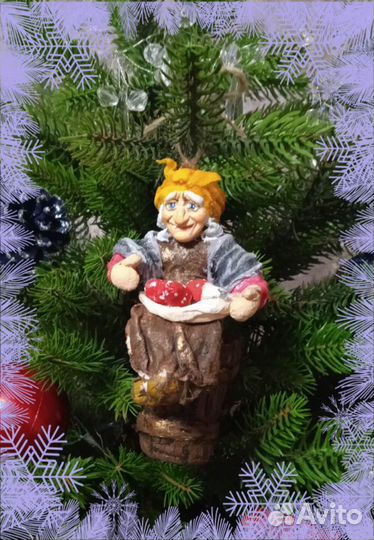 Новогодняя ёлочная ватная игрушка(Баба Яга 3шт.)