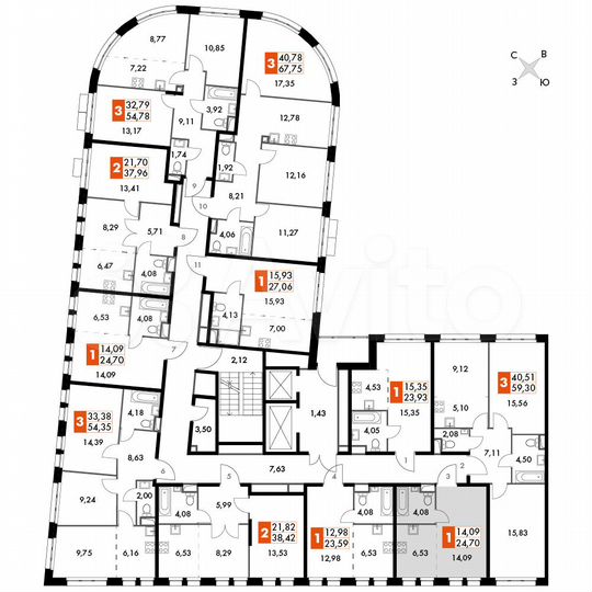 1-к. апартаменты, 24,7 м², 6/15 эт.